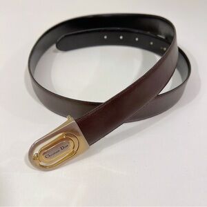VTG CHRISTIAN DIOR Reversible Brown & Black Leather Belt With CD‎ Buckle Sz 38